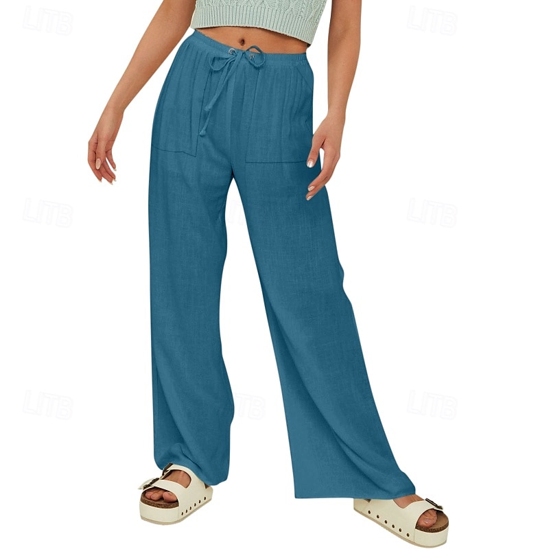 Femmes Short en coton et lin Pantalon inspiré du lin Pantalon en coton et lin Streetwear Occasionnel Longueur complète Naturel Uni Avec Poches Conception à cordon élastique Confortable Extérieur Rue de 2025 ? $24.99 –P7