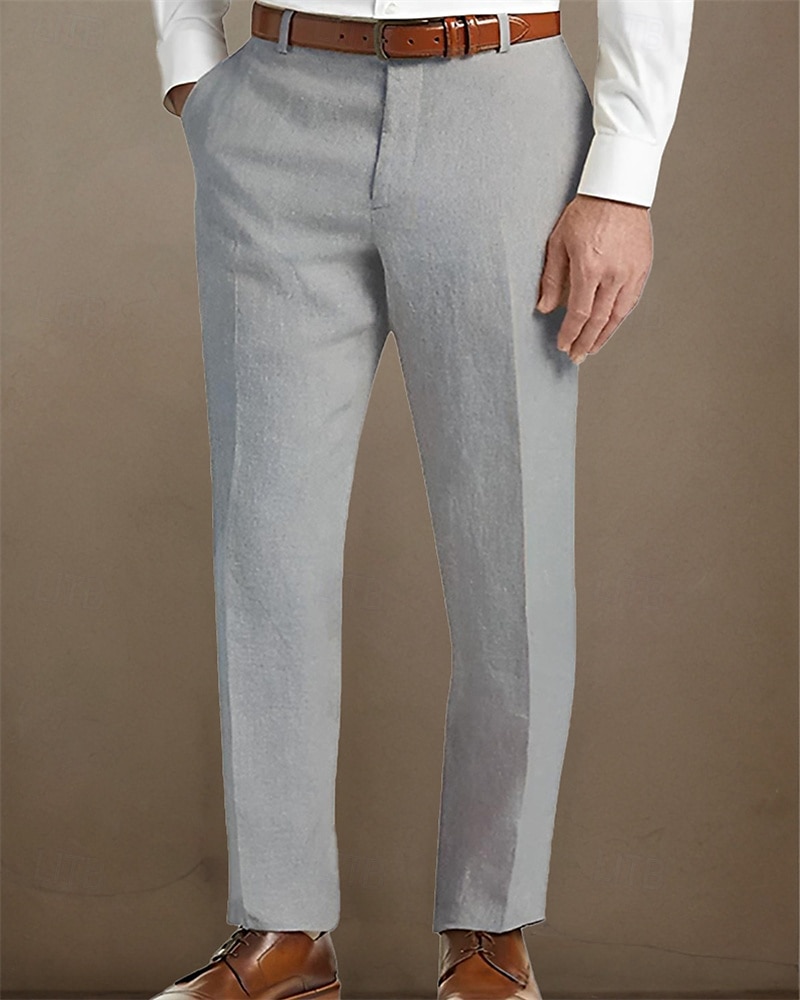 Men's Linen Pants Trousers Summer Pants Beach Pants Pocket Buttons Plain Comfort Breathable Vacation Daily Holiday Hawaiian Boho Black White 2025 - $25.99 –P15