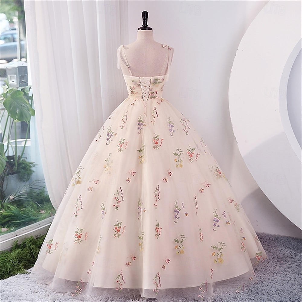 Ball Gown A-Line Quinceanera Dresses Elegant Dress Wedding Wedding Guest Floor Length Sleeveless Spaghetti Strap Polyester Backless with Pleats Sequin 2025 - $89.99 –P4