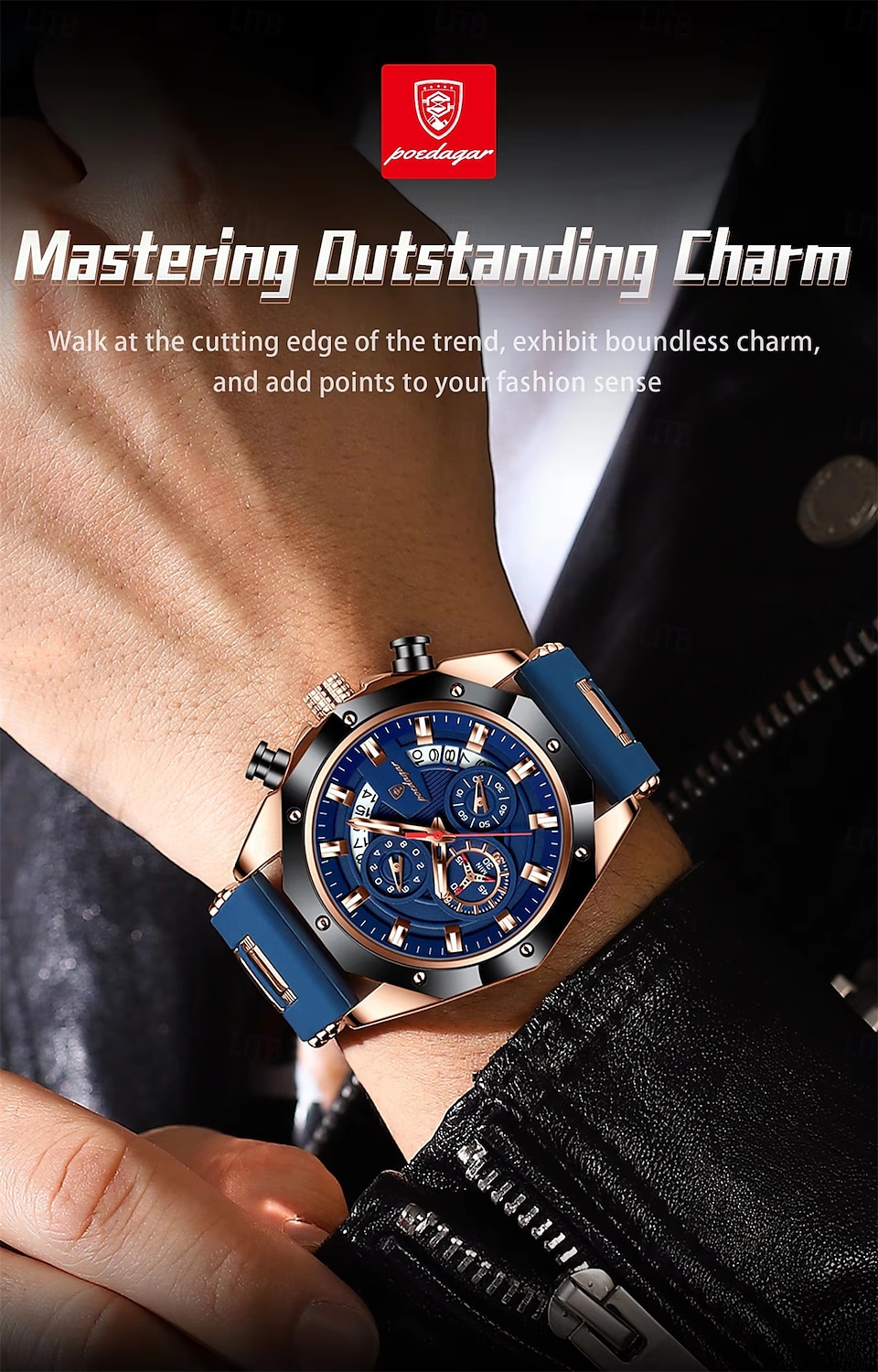 POEDAGAR Fashion Men Watch Waterproof Luminous Chronograph Date Man Wristwatch Silicone Strap Luxury Sports Men's Quartz Watches 2025 - $37.99 –P12