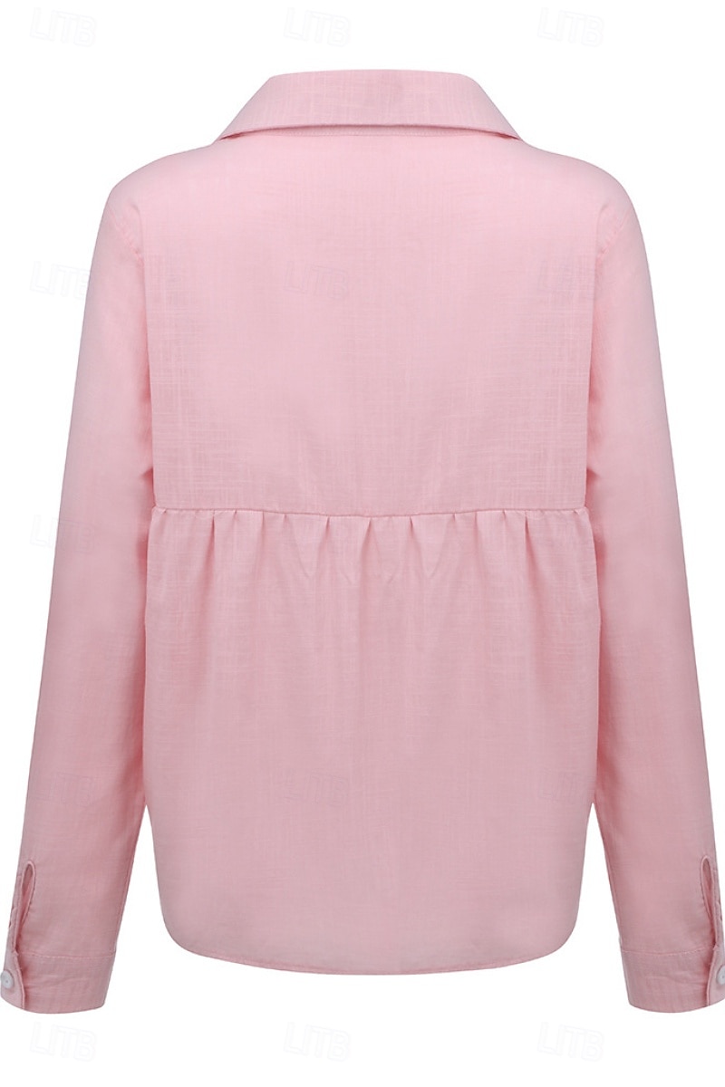 Femmes Chemise Chemises en coton et lin Boutonner Chemisier Uni Moderne Occasionnel manche longue Col de chemise Hauts Réguliers Quotidien Fête Sortir Boutons Noir Blanche Jaune Rose Claire Été de 2025 ? $21.99 –P11