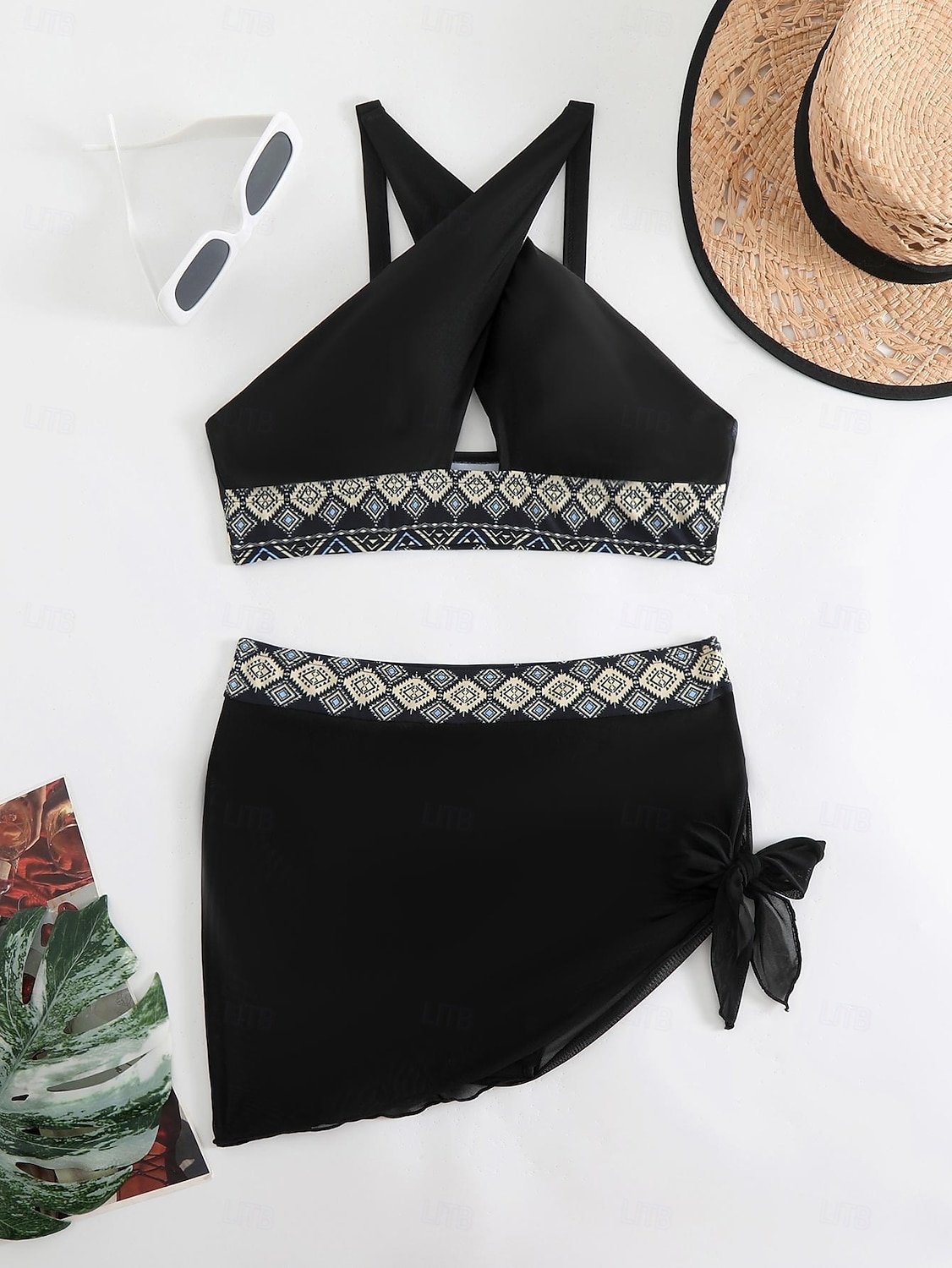 Női Fürdőruha Bikini 2 darab Merész Fürdőruha Push up Kötött Szabadság Tropikus Virágos Színes Kötőfék nyaka Ujjatlan Fürdőruhák 2025 - $24.99 –P3