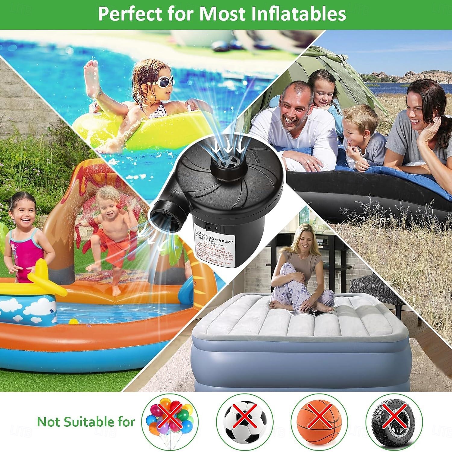 Pompe à air électrique portable à remplissage rapide avec 3 buses, gonfleur/dégonfleur AC/12 V CC pour matelas pneumatiques de camping en plein air de 2025 ? $23.99 –P4
