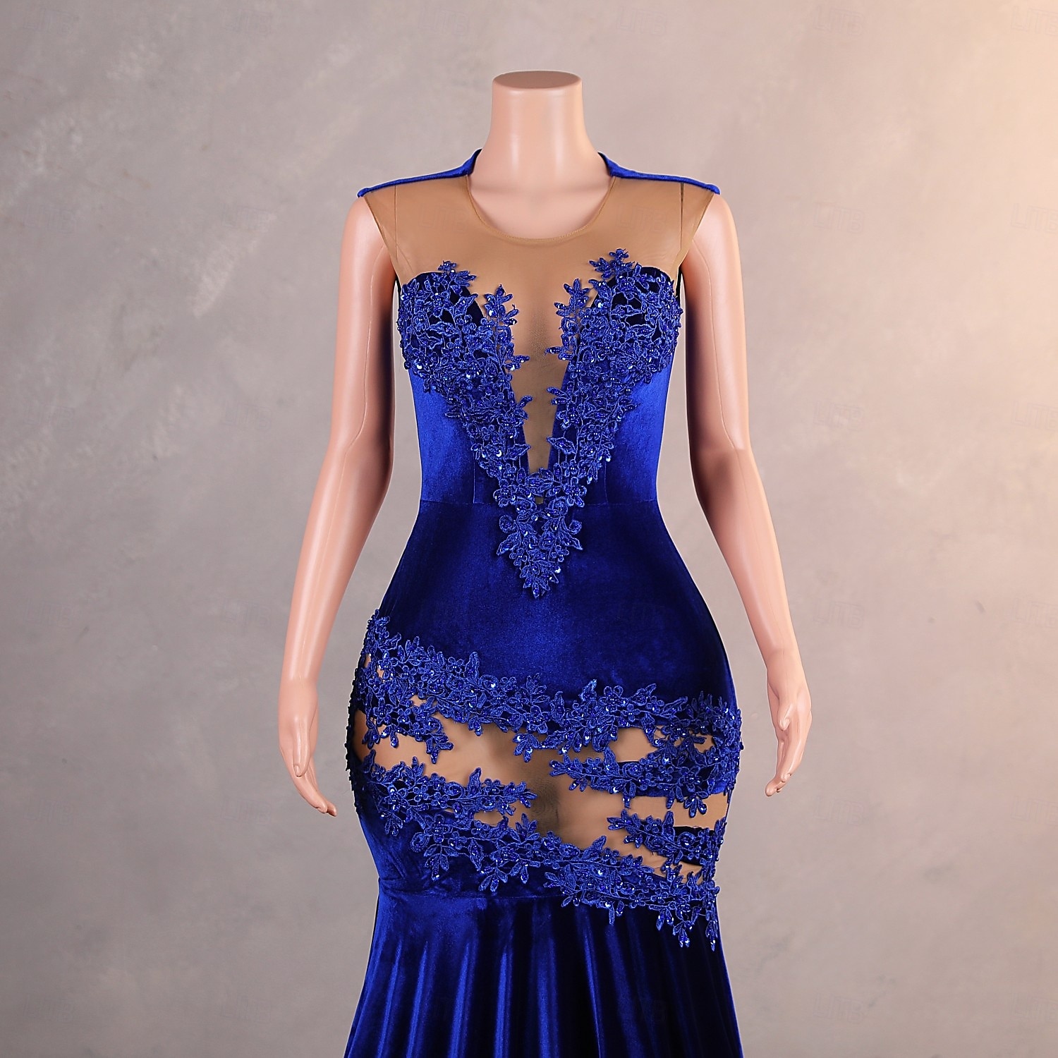 Rochie de seară tip Sirenă  Trompetă Elegantă Rochie Formală de Bal cu tren scurt mânecă scurtă gât rotund brodată cu paiete și aplicații de mărgeluțe 2025 - $179.99 –P1