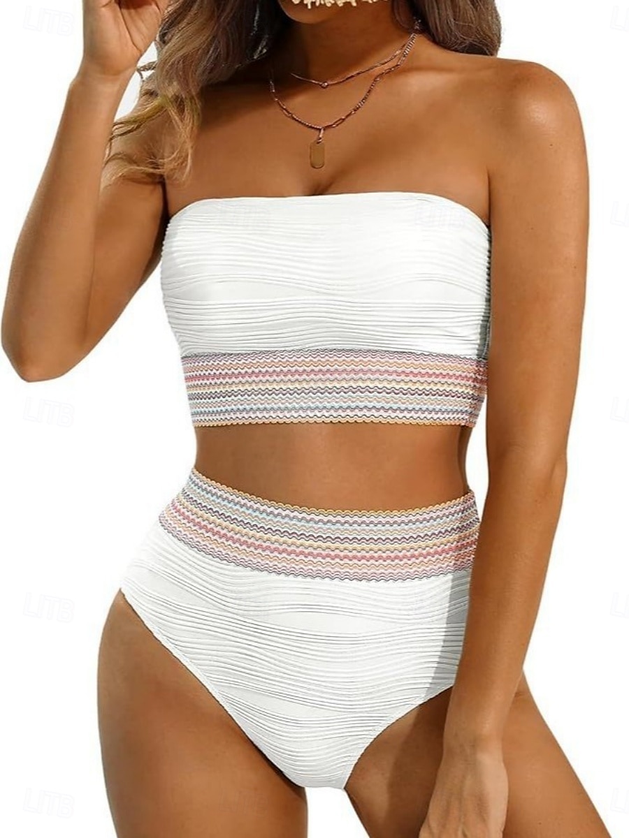 Női fürdőruhák bikini tankini alsóneműk fürdőruhák hátsó kivágásos hasformáló magas derék karcsú nyaralás strandruha egyszínű szíj nélküli ujjatlan fürdőruhák 2025 - $22.99 –P6