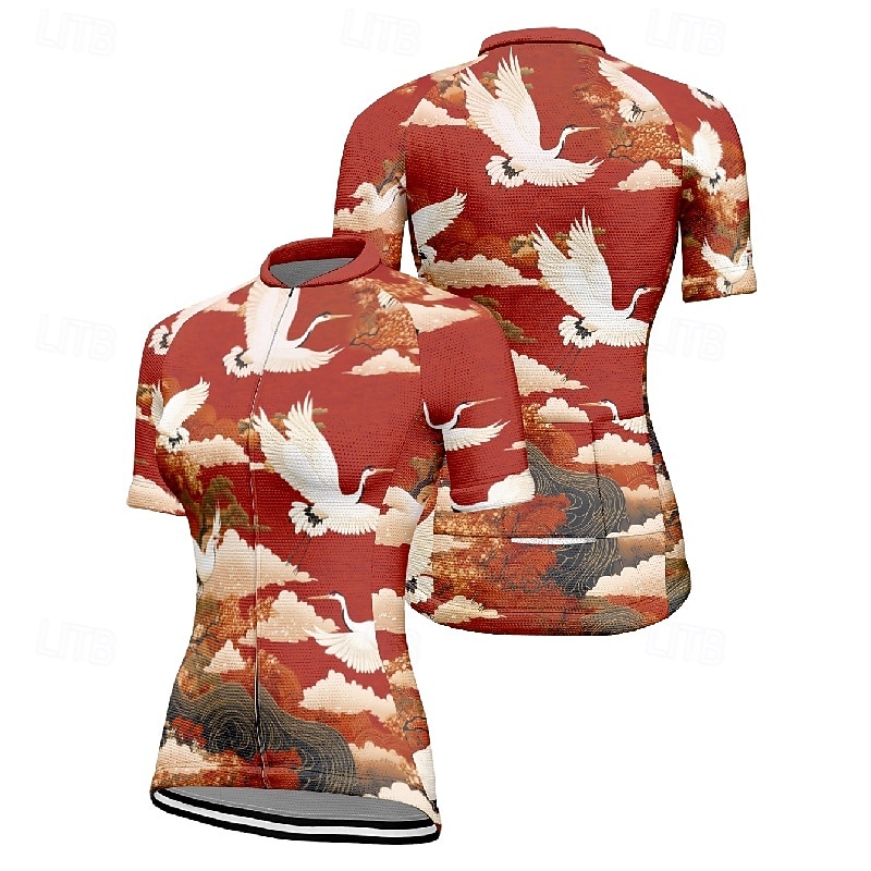 Női Biciklis ruházat Állat Virág Rövid ujjú Kerékpár Póló Dzsörzé 3 hátsó zsebbel Hegyi biciklizés Gyors szárítás Anatómiai tervezés Bélfonalszövet Légáteresztő Sport Fekete Piros Tengerészkék Ruházat 2026 - $23.99 –P14