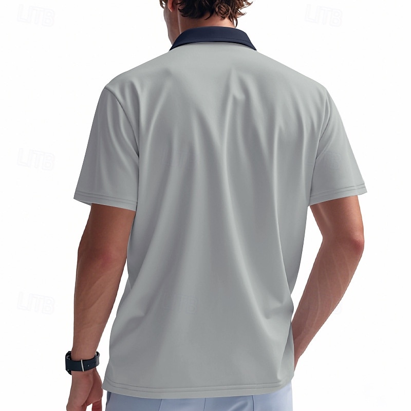Voor heren Polo met kwartrits Golfshirt Dagelijks Feestdagen Kwart ritssluiting Korte mouw Modieus Basic Kleurenblok Lapwerk Zomer Lente Normale pasvorm Licht Blauw Zwart Wit Wijn Marineblauw Oranje 2025 - $17.99 –P17