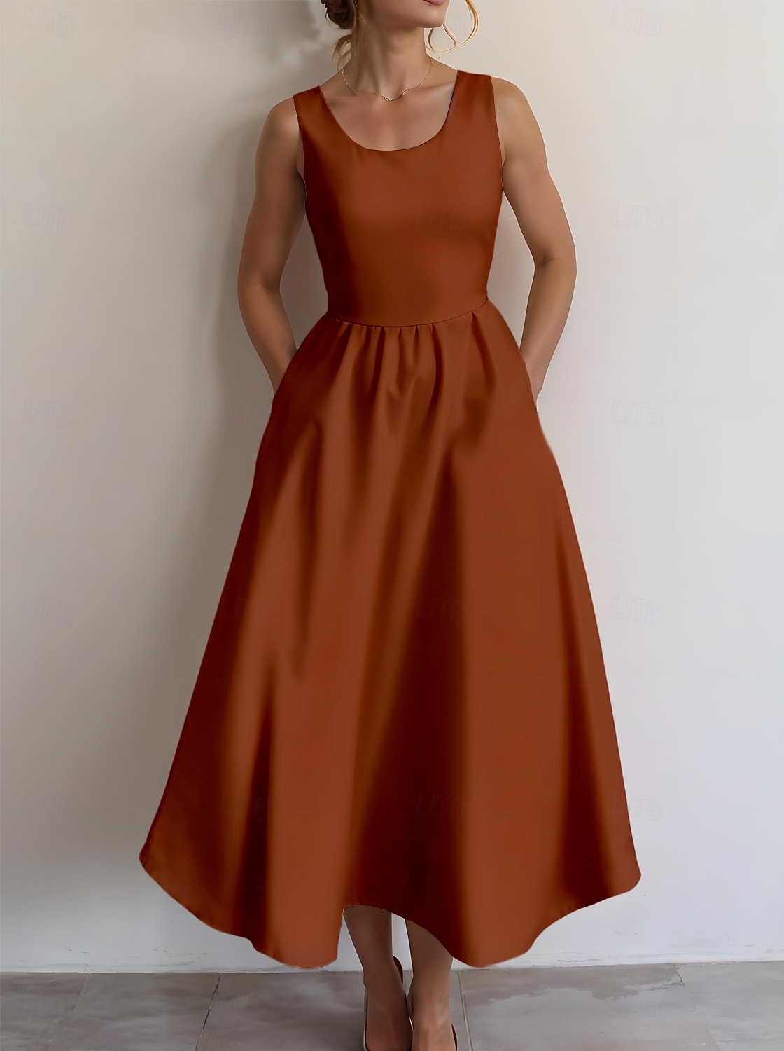 Femmes Robe Midi Robe d'Été Robe trapèze Robe à épaules dénudées Vacances Occasionnel Sortir Coupe régulière Couleur Unie Graphique Uni Sans manches Col en U Noir Blanche Vin Bleu Océan Été de 2025 ? $35.99 –P6