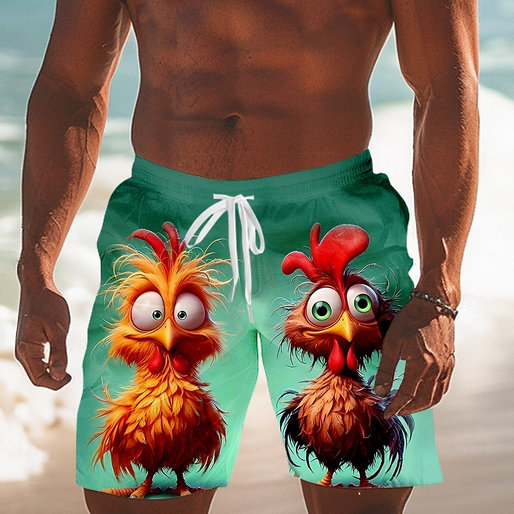 Men's Animal Chick Funny Swim Shorts Board Shorts Swimming Trunks Mid Waist Streetwear Hawaiian Vacation Drawstring Mesh Lining Elastic Waist Designer Clothing Apparel 2025 - $19.99 –P2