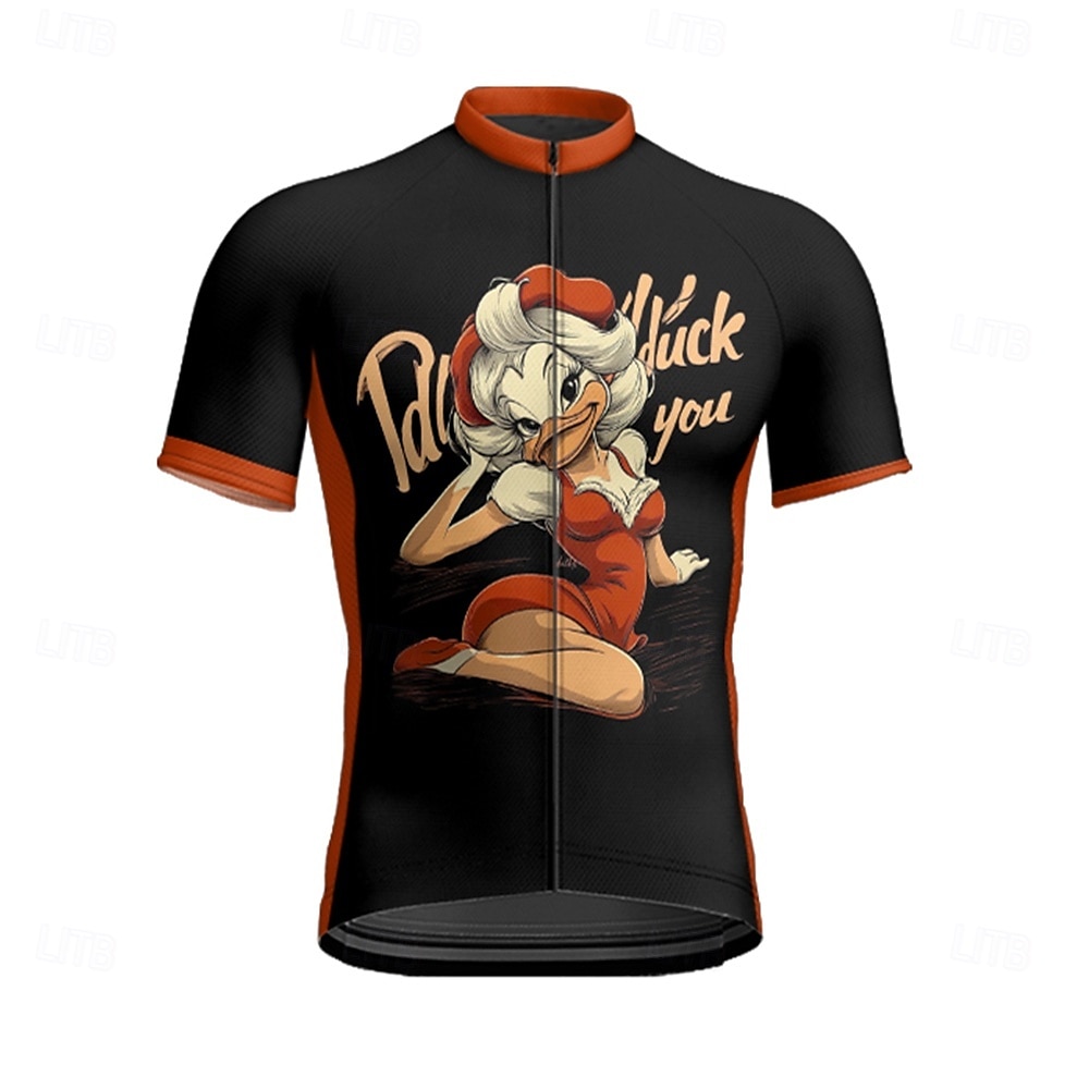 Bărbați Jersey de ciclism Manșon scurt Bicicletă Tricou Tee Jerseu cu 3 buzunare spate Ciclism montan Respirabil Uscare rapidă Proiectare anatomică Wicking Roz Închis Negru Alb Animal Desene Animate 2025 - $25.99 –P17
