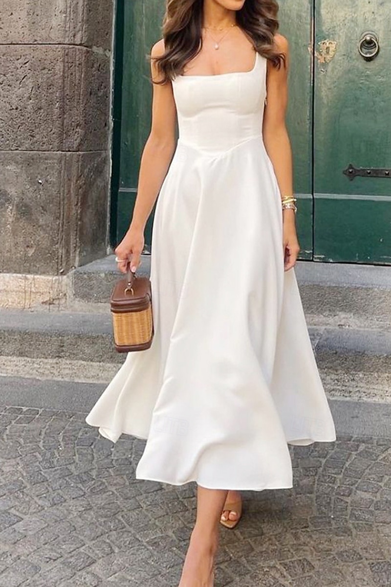 slim fit dress slacks High-Low White Graduation Dress with Lace Ruffle White / 4