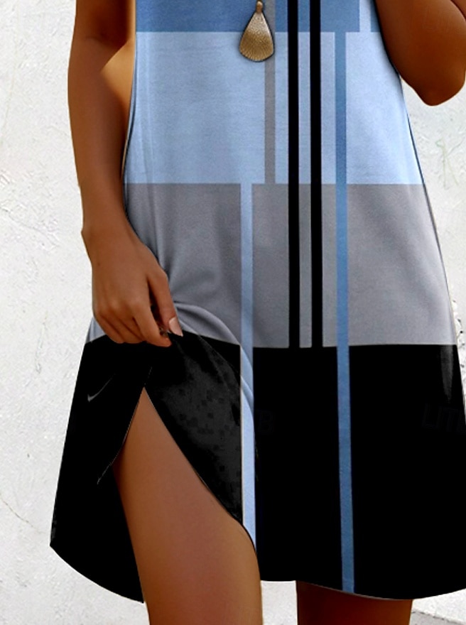 Naisten Mini Mekko A-linjainen Mekko Rentommekko T-paitamekko Tee Mekko Auringonpaiste Mekko Tyylikäs Rentoa Loma Renommat päivittäin Tavallinen Istuvuus Graafinen Geometrinen Lyhythihainen Crew 2025 - $23.99 –P3