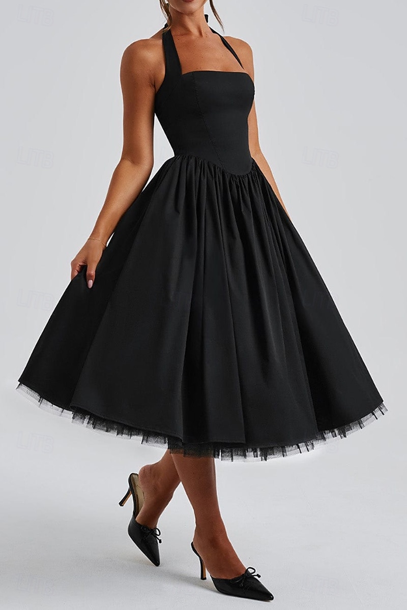 Pentru femei Rochii Midi Rochie albă Rochie de absolvire Modă Modern Zi de Naștere Concediu Absolvire Fit regulat Simplu Fără manșon Gâtul halter Negru Alb Roșu-aprins Vară 2025 - $32.99 –P9