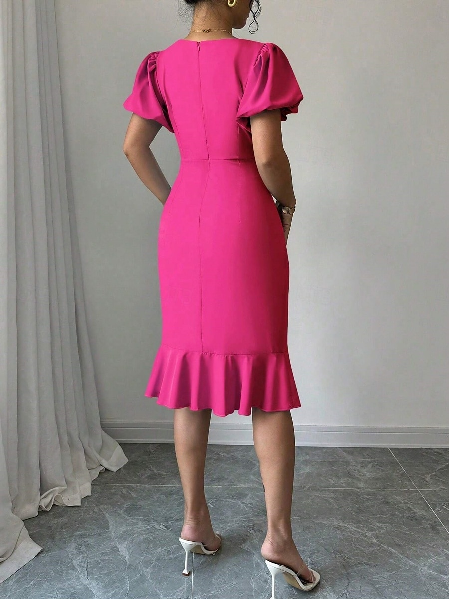 Robe de Graduation Femme Robe Mini Uni Robe Bodycon Semi-Formelle Bureau Ajustement Normal Graphique Manches Courtes Col Rond Noir Rose Bleu Ciel Fuchsia Été de 2025 ? $29.99 –P5