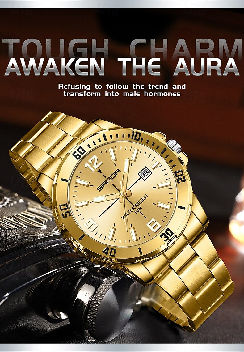 SANDA 3265 Men's Quartz Watch Simple and Fashionable Large Dial Night Light Waterproof Band Calendar Wristwatch 2025 - $34.99 –P2