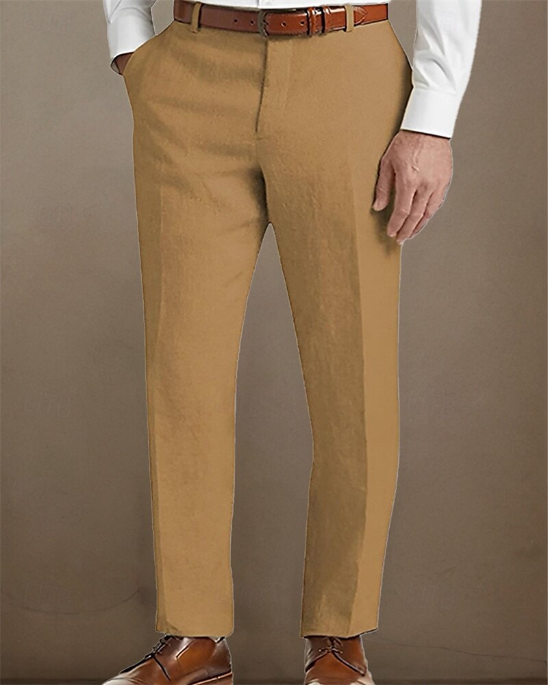 Men's Linen Pants Trousers Summer Pants Beach Pants Pocket Buttons Plain Comfort Breathable Vacation Daily Holiday Hawaiian Boho Black White 2025 - $25.99 –P9