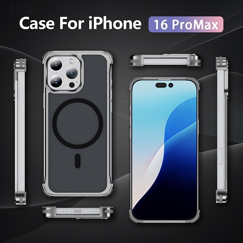 телефон Кейс для Назначение iPhone 16 Про Макс Плюс Айфон 15 Про Макс Плюс iPhone 14 13 12 Pro Max Plus Кейс на заднюю панель Магнитный Поддержка беспроводной зарядки Защита от удара Ретро Металл 2025 - $35.99 –P2