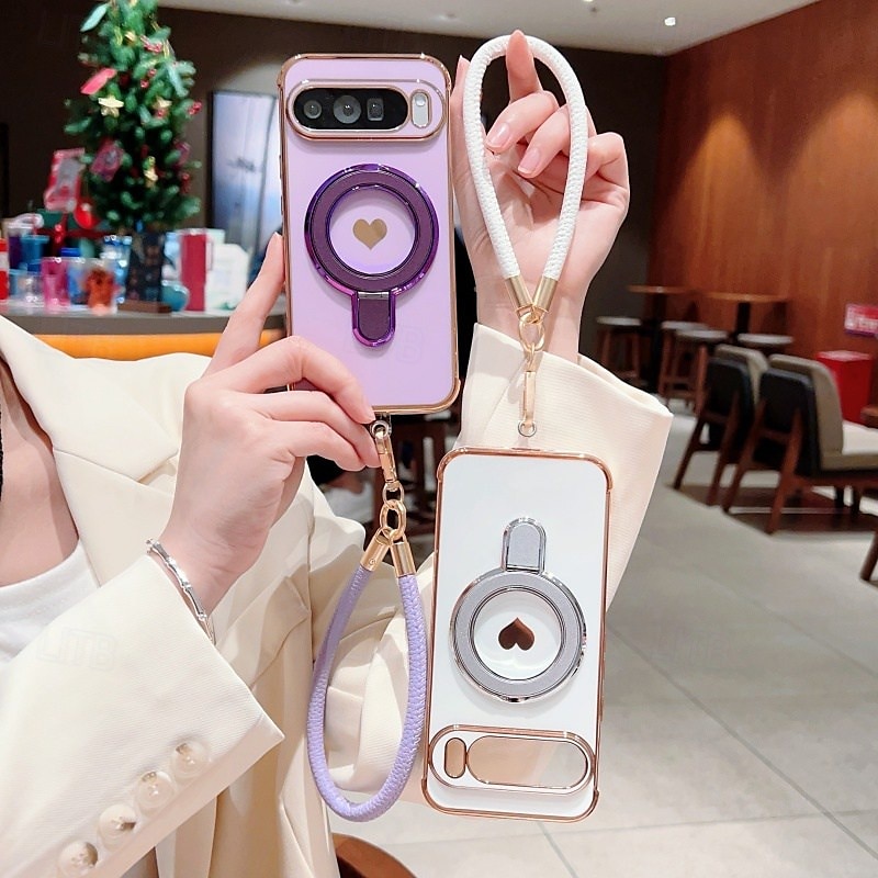 Phone Case For Google Pixel 9 Pro Pixel 9 Pro XL Pixel 8 Pro Pixel 8 Pixel 9 Back Cover with Stand Holder with Wrist Strap Shockproof Retro Plating 2025 - $17.99 –P1