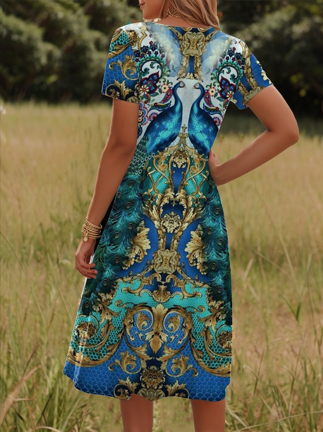 Női Mini Ruha A vonalú Ruha Póló Ruha Tee Ruha Napernyő Hétvégi Boho Tengerpart Hétvégi Napi Rendszeres Illeszkedés Geometrikus Paisley Rövid Ujjú Kerek Nyak Szapphire Nyár 2025 - $23.99 –P2