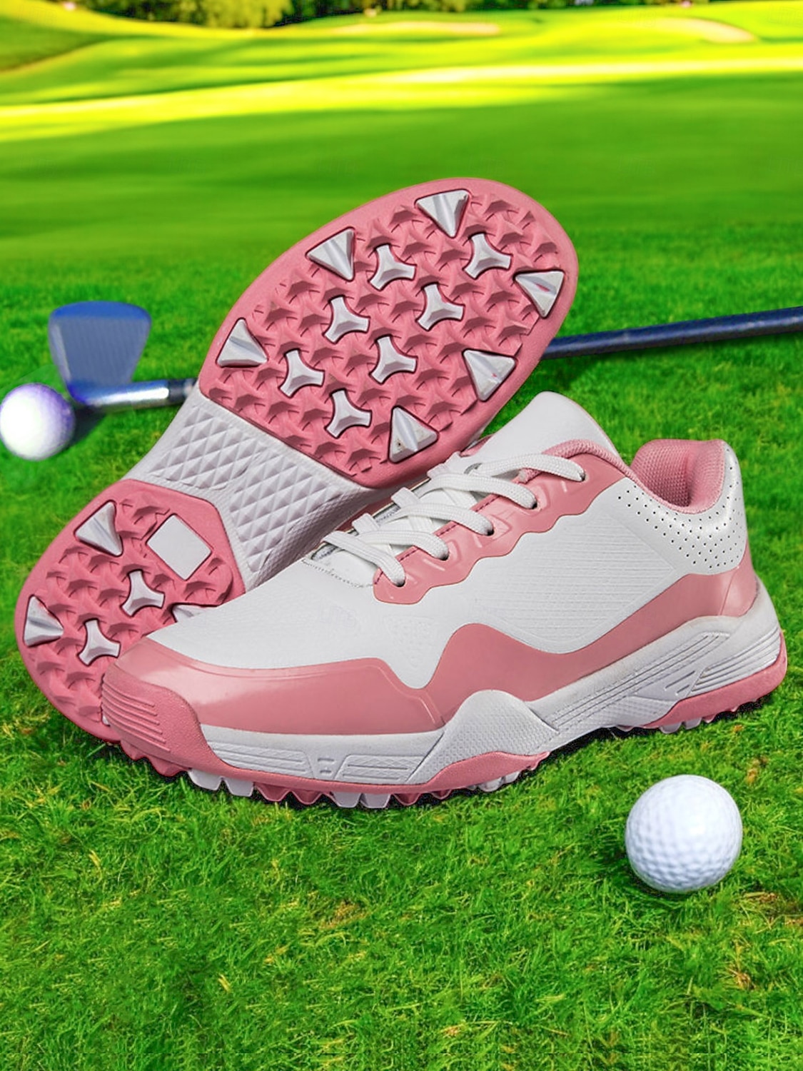 elegáns rózsaszín fűzős golfcipő - csúszásálló és légáteresztő, tökéletes nyári golfozáshoz 2025 - $54.99 -P5