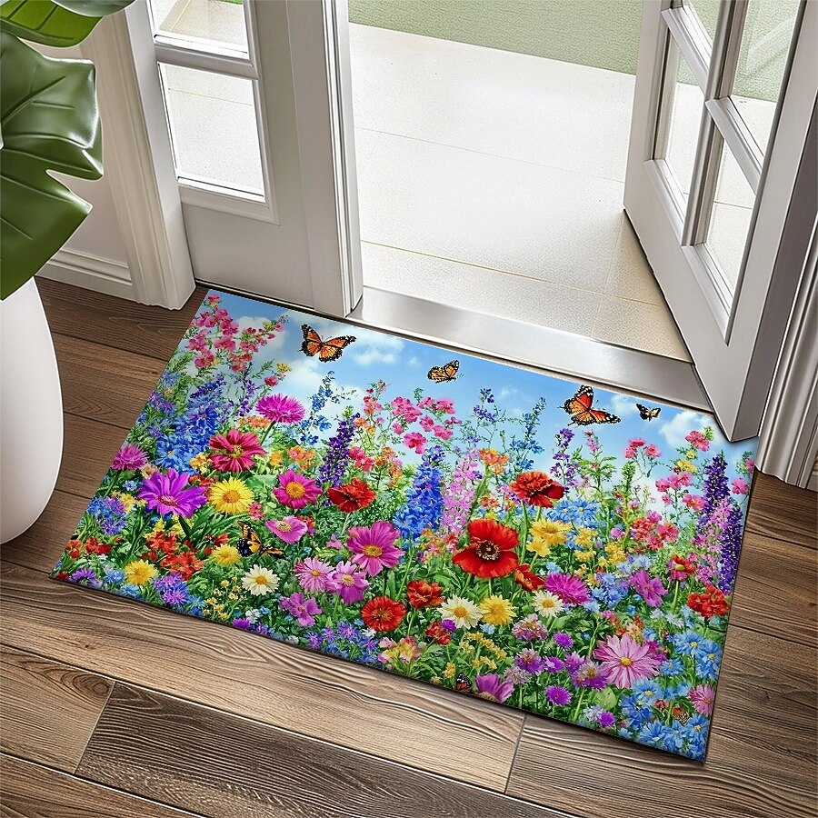 Floral Doormat Kitchen Mat Floor Mat Non-Slip Area Rug Oil Proof Rug Indoor Outdoor Mat Bedroom Decor Bathroom Mat Entrance Rug Spring Summer 2026 - $15.49 –P2