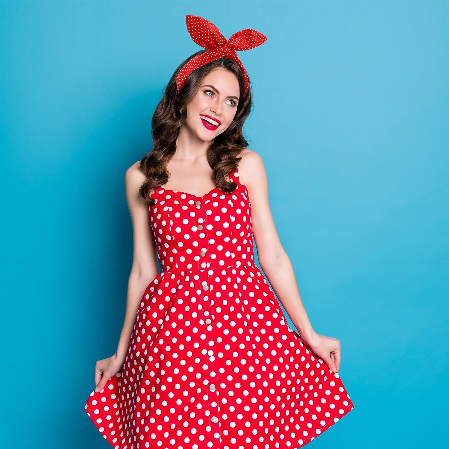2 Pieces Polka Dot Headband Bandana Headband 50s Costume Hair Accessories Bows Wide Headwrap for Women and Girls (Red Black) 2025 - $17.49 –P3