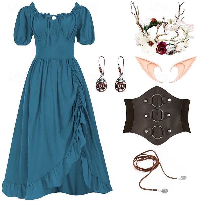 Retro Vintage Mittelalterlich Renaissance Kleid Zubehörset Ren Faire Wikinger Elfen Damen Halloween Karneval Maskerade LARP Erwachsene Kleid Weitere Accessoires Ohrringe 2025 - €58.99 –P2