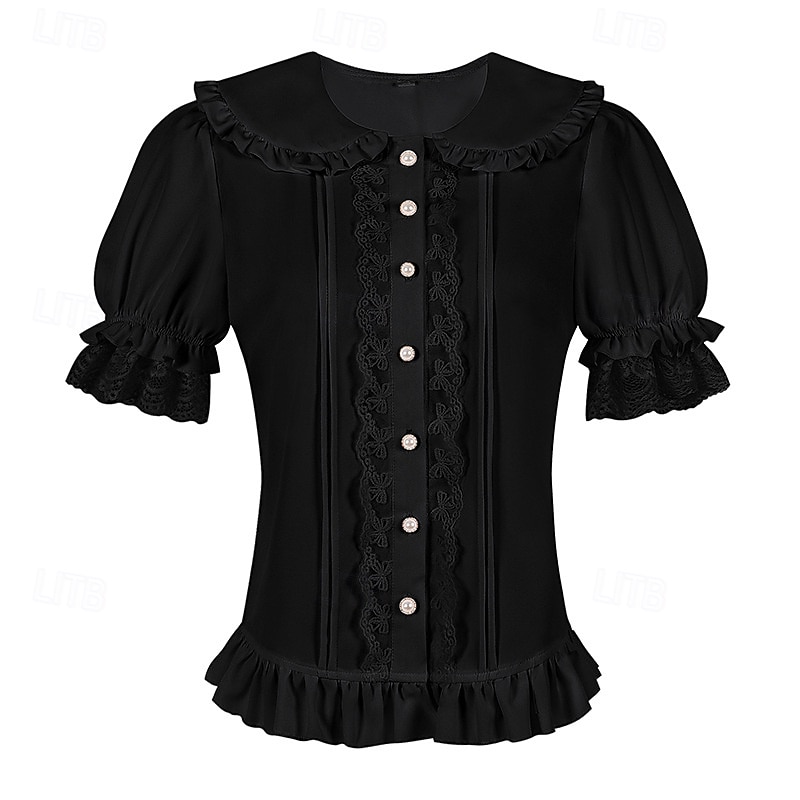 Retro Rokoko Renesanční Halenka / košile Krajka Mašle Pevná barva Dámské Pirát Královský Steampunk Plesová maškaráda Běžné / Denní Dospělé Halenka 2025 - $27.99 –P1