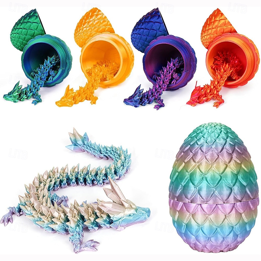 Huevo de dragón de Pascua impreso en 3D, huevo de dragón de cristal misterioso, juguetes antiestrés sorpresa, huevos de Pascua articulados, huevos de dragón de cristal con dragón en el interior 2025 - $15.99 –P7