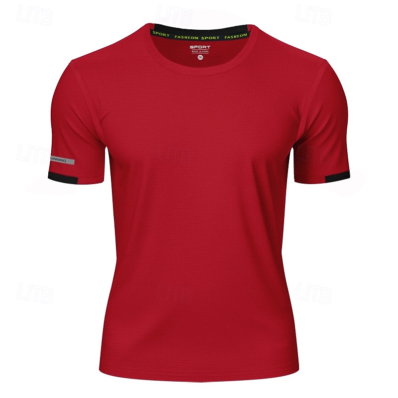 Men's Tee Short Sleeve Shirt Tee Top Short Sleeve Crewneck Spring & Summer Solid / Plain Color Fashion Designer Quick Dry Reflective Strip Vacation Street Going out Black White Red Top Tee for Men 2025 - $14.99 –P16