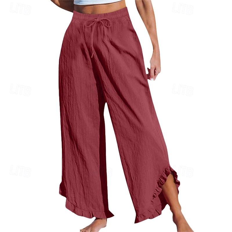 Mujer Pantalones cortos de lino y algodón Pantalones inspirados en el lino Pantalones de lino y algodón Ropa de calle Casual Longitud total Cintura Media Plano Asimétrico Diseño de cordón elástico 2025 - $23.99 –P4
