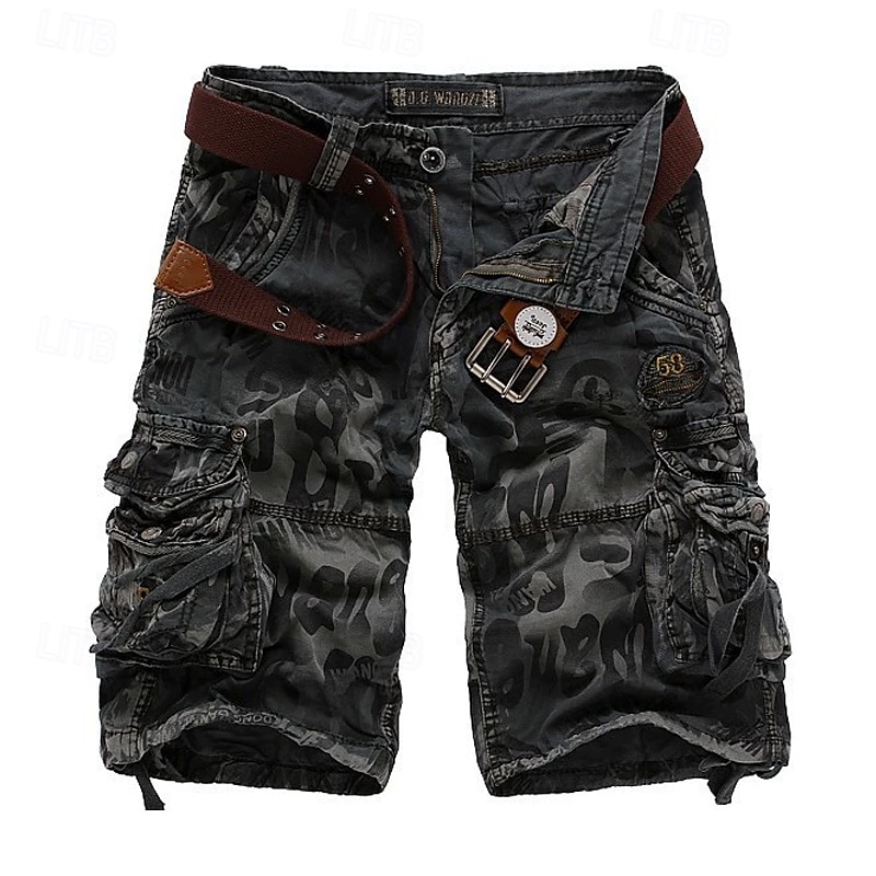 Herren Capri-Cargo-Shorts Caprihose Shorts mit Camouflage-Muster Mehrere Taschen Button-Down Klappentasche Tarnung Komfort tragbar Wadenlang Outdoor Sport Täglich Mode Lässig Blau Armeegrün 2025 - $30.99 –P3