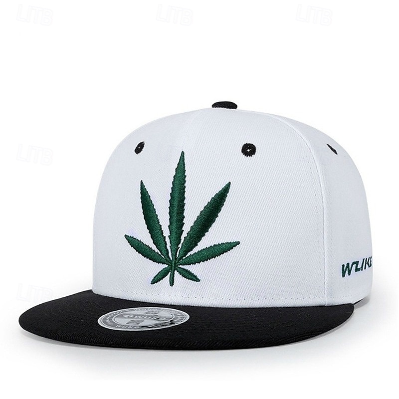 Per uomo Cappello snapback Cappello da Sole Bianco Bianco / Nero Misto poliestere / cotone Ricamato Moda Casual Quotidiano Foglia di erbaccia Regolabile Protezione solare Traspirante del 2025 a $9.99 –P5