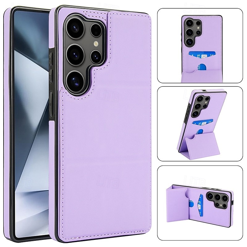 telefono Custodia Per Samsung Galaxy S24 S24 Ultra Plus S23 S22 S21 S20 Ultra Plus FE S25 S25 più S25 Ultra Per retro Con supporto A calamita Slot per schede Retrò TPU pelle sintetica del 2025 a $19.99 –P4