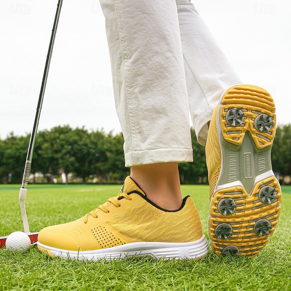 Férfi Tornacipők Golfcipő Mikroszálas Vízálló Kényelmes Csúszásmentes Fűzős Fekete / fehér Sárga Kék 2025 - $69.99 –P1
