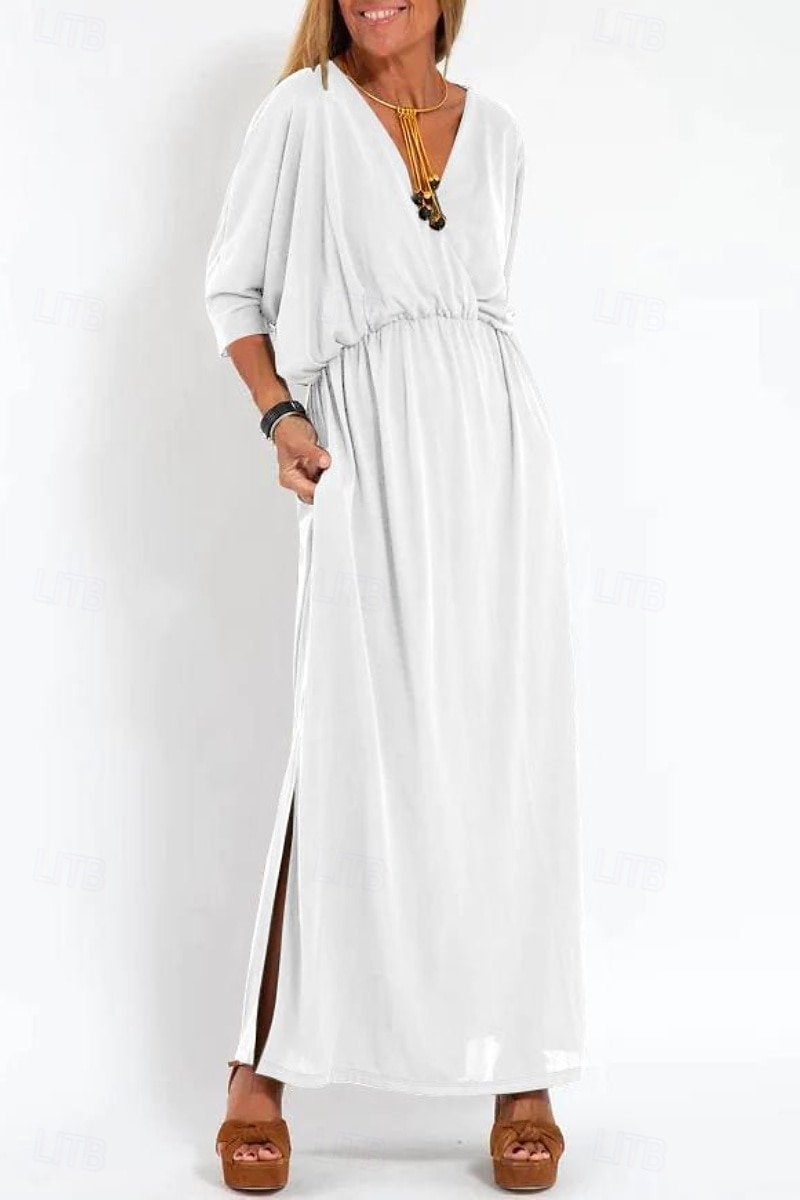 Pentru femei Rochie Lunga Rochie Maxi Rochie casual Rochie de Cocktail Rochie pentru invitata de nunta Rochii din Șifon Modă Vacanță Ieșire Sfârșit de săptămână Fit regulat Simplu Manșon Lung În V 2025 - $25.99 –P7