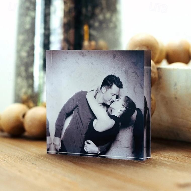 personlig fotoblokk akryl tilpasset glass fotoblokk akrylblokk fotokrystall bryllupsgave bursdag farsdag bryllup 2026 - $9.99 –P6
