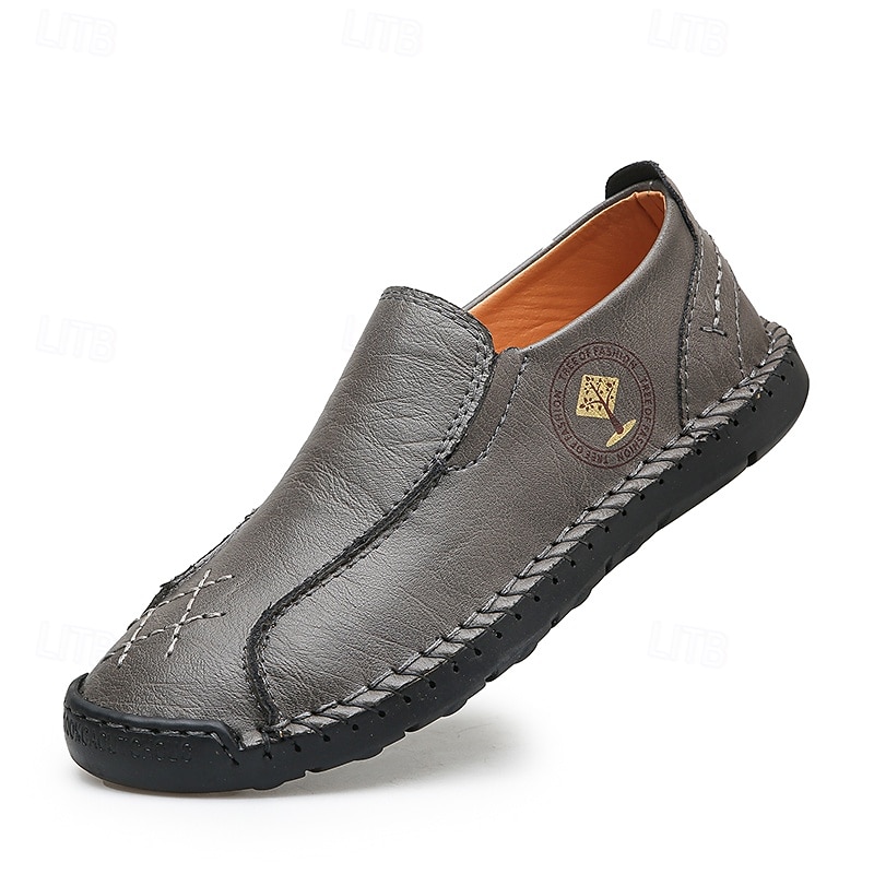 Men's Beige Genuine Faux Leather Moccasins – Handmade Stitching Casual Slip-On Driving Shoes for Outdoor & Trave 2025 - $34.99 –P3