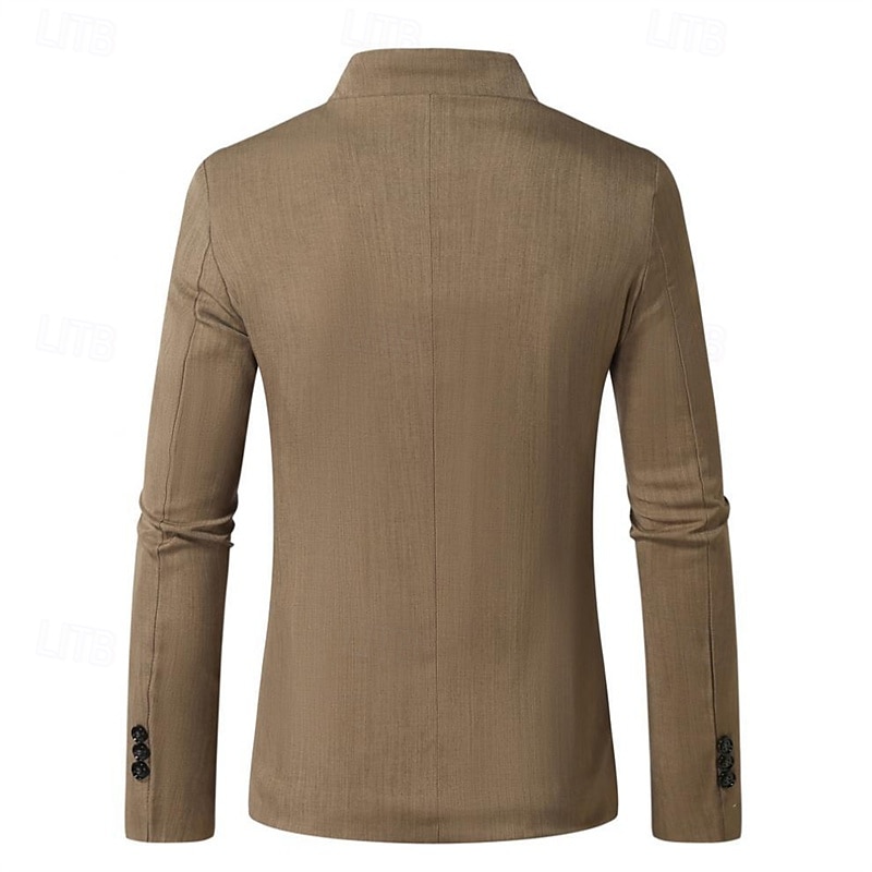 Hombre Graduación chaqueta Negocio Fiesta de Cóctel Fiesta de Boda Moda Casual Primavera Otoño Poliéster Plano Botones Bolsillo Cómodo Botonadura Simple Chaqueta de sport Negro Blanco Rojo Color Caquí 2025 - $49.99 –P11