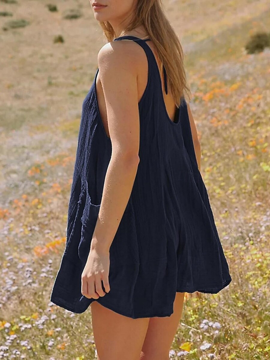 Women's Mini Dress Petite Dress Casual Dress Summer Dress Slip Dress Fashion Classic Modern Daily Beach Weekend Regular Fit Plain Sleeveless U Neck Black Navy Blue Blue Green Summer 2025 - $18.49 –P8