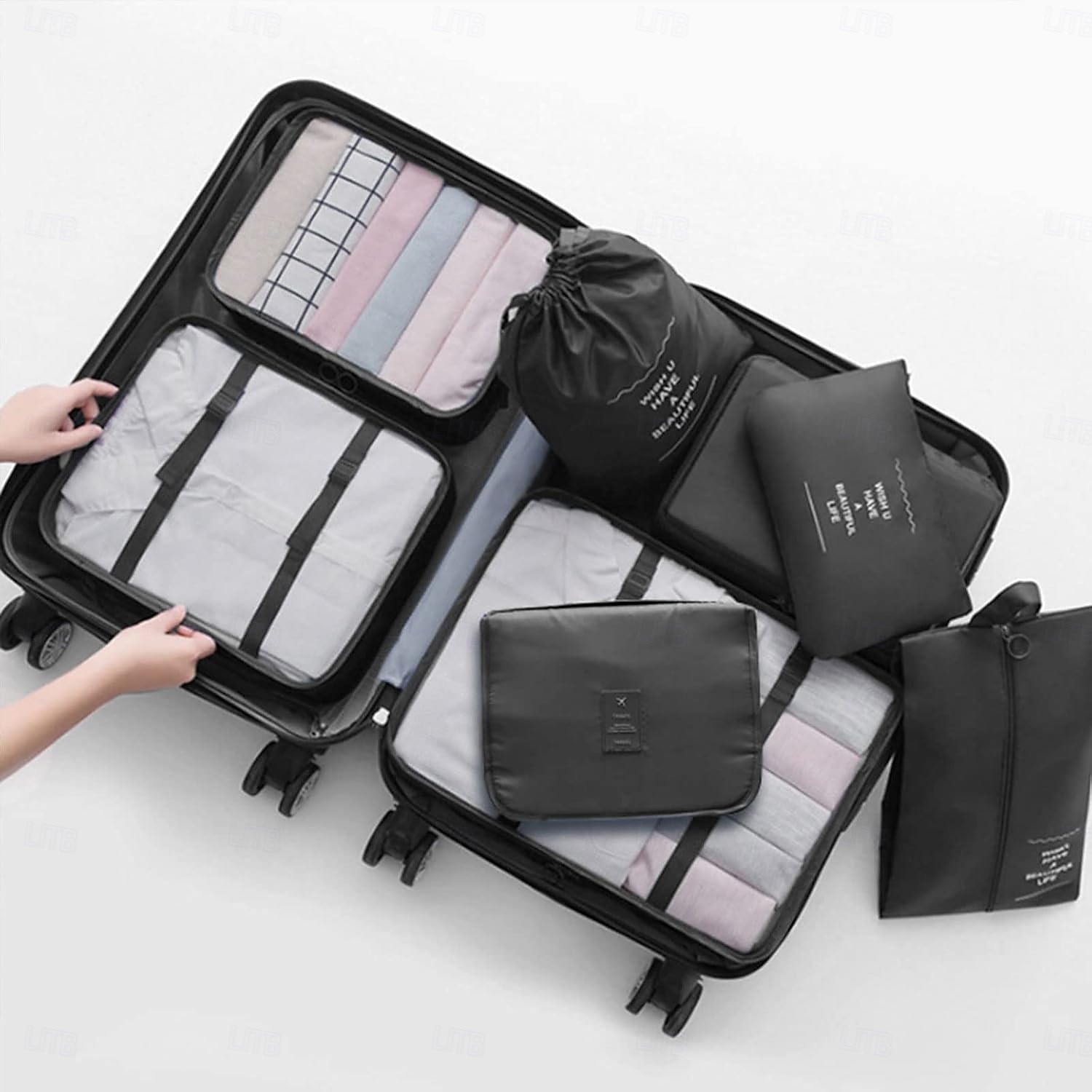 8-Piece Compression Packing Cubes Set for Travel, Luggage Organizer, Clothing and Accessories Sorting Storage Bags, Suitcase Organizing Set for Efficient Packing 2025 - $17.49 –P1