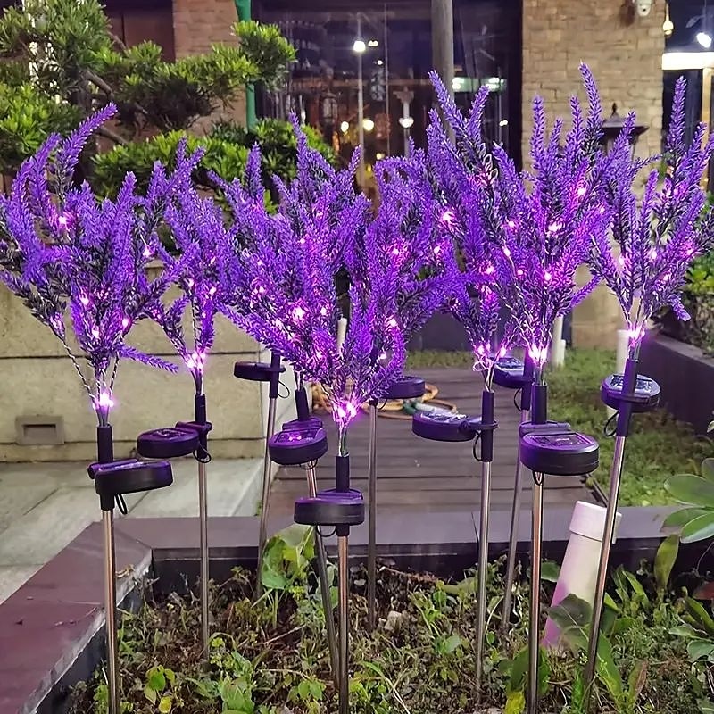 2 Pcs LED Solar Outdoor Lights Garden Light Lavender Simulation Plant Patio Lights Wedding Holiday Garden Walkway Villa Yard Landscape Atmosphere Lawn Light 2025 - $29.99 –P1