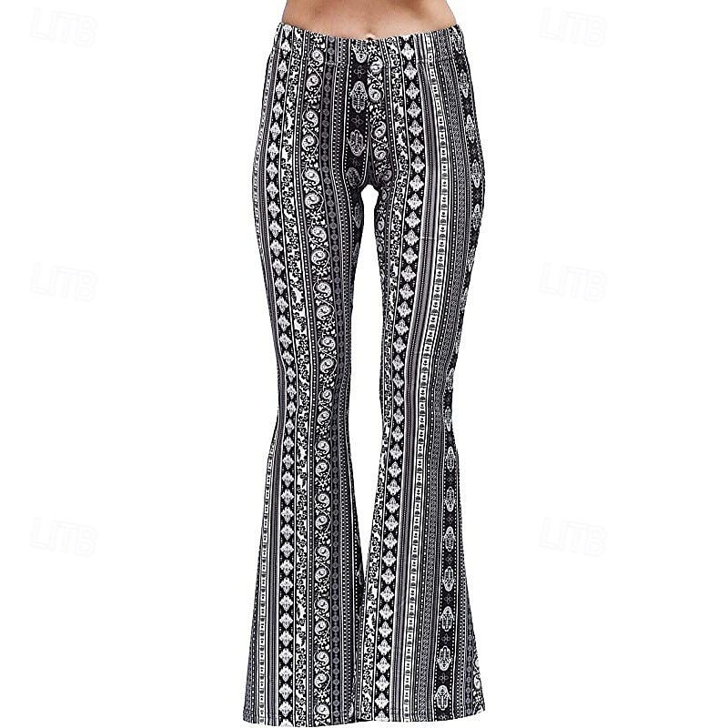 Retro Vintage 1960s Hippie Long Length Dude Funk Bell Bottom Pants Hippie Disco Printing Fit & Flare Women's Carnival Costume Carnival Daily Wear Pride Parade Pride Month Adults' Pants Spring & Summer 2025 - $17.49 –P7