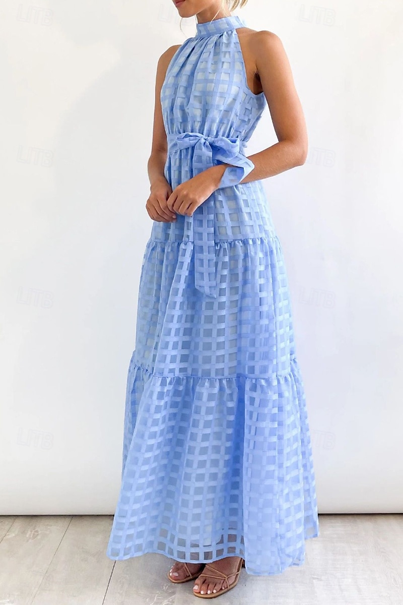 Femmes Robe Longue Maxi Robe Robe de remise des diplômes Robe à col licou Mode Moderne Fête Remise des Diplômes Date Coupe régulière Uni Sans manches Col Halter Cyan Noir Violet Claire Vert Été de 2025 ? $27.99 –P4