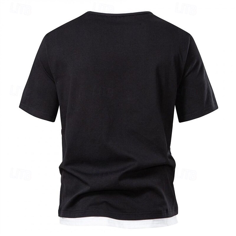 Men's T Shirt Tee Short Sleeve Shirt Tee Top Short Sleeve Crew Neck Summer Plain Fashion Designer Basic Patchwork Vacation Street Going out Black Light Green Dark Grey Top Tee for Men 2025 - $32.99 –P7
