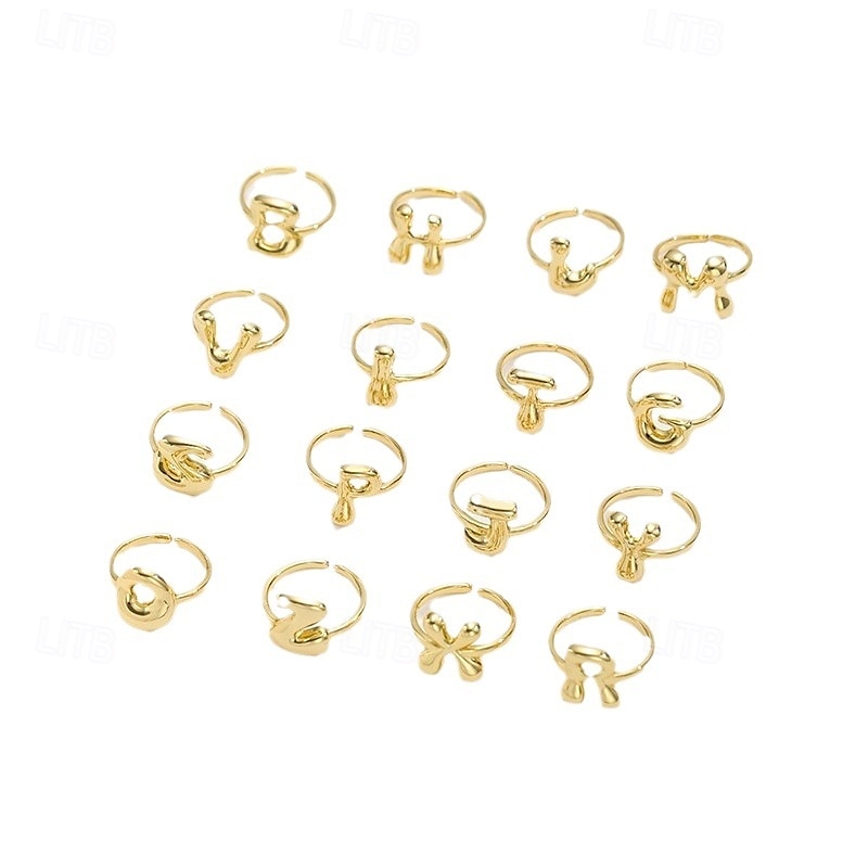 anello con lettera personalizzata, regalo per la mamma, anello con alfabeto regolabile placcato oro 18k, finitura liscia, anello iniziale a fascia aperta, gioielli eleganti per le donne del 2025 a $4.99 –P6