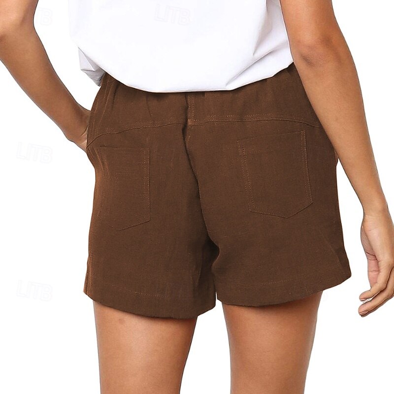 Pentru femei Pantaloni Scurți Pantaloni Șic Stradă Casual Scurt Natural Simplu Buzunar Respirabilitate Απαλό Comfortabil Micro-elastic În aer liber Vacanță Negru Alb Gri Deschis Cafea Vară Fit regulat 2025 - $20.99 –P17