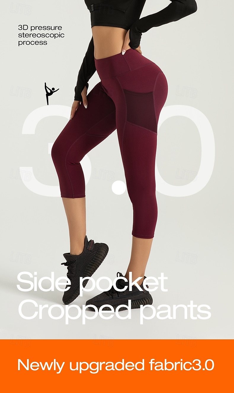 Women's Gym Shorts Yoga Shorts Workout Shorts Side Pockets Butt Lift Tummy Control High Waist Pilates Gym Workout Workout Capri Leggings Solid Color Dark Pink Black Pink Spandex Sports Activewear 2026 - $25.99 –P1