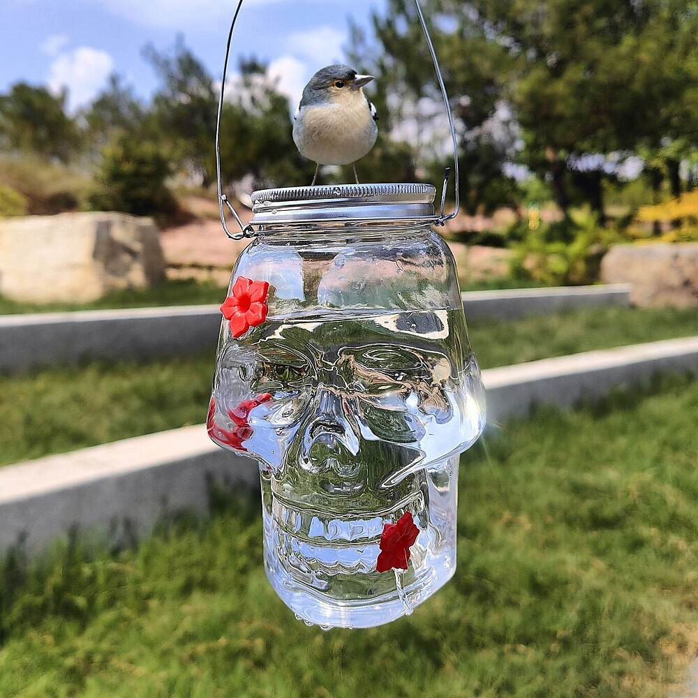 Hummingbird Feeder for Outdoors Hanging, Skull Shaped Humming Bird Feeder with 4 Feeding Ports, Halloween Gothic Bird Feeder Garden Backyard Decorative, Clear 2025 - $13.99 –P5