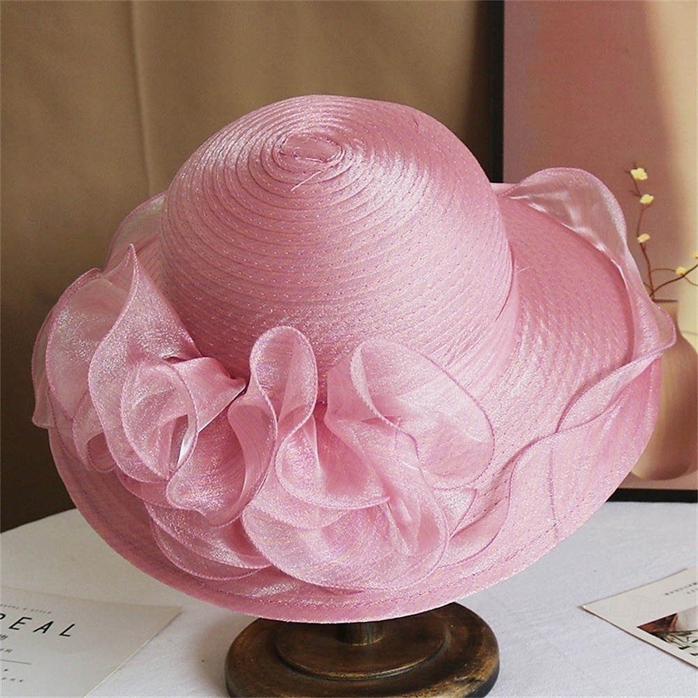 2026年 帽子 オーガンジー サンハット ウェディング ホリデーティーパーティー 競馬 カクテル エレガント ビンテージ かわいい 花のヘッドドレス 帽子  コレクション – $16.49 –P8